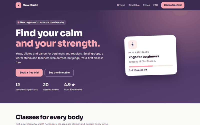 Kurse und Unterricht: Yoga, Pilates oder Tanz