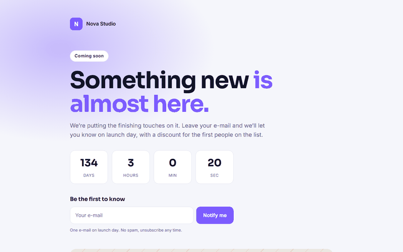 Coming soon page