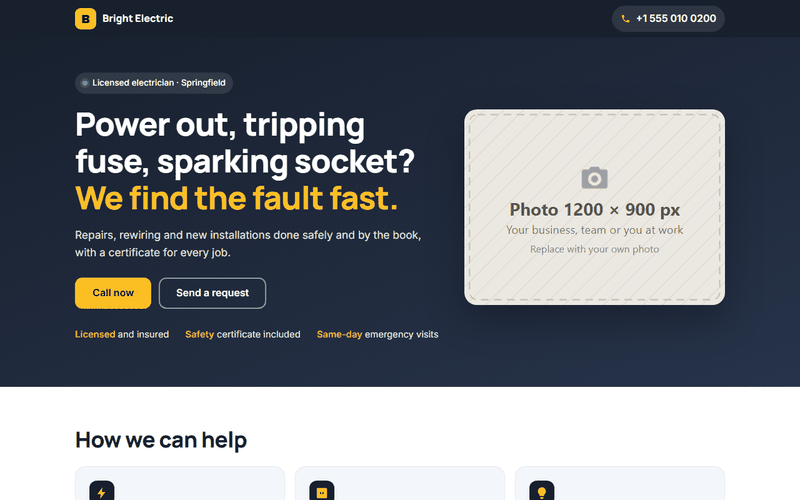 Site para prestador de serviços: Eletricista